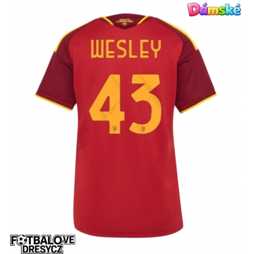 AS Roma Wesley Franca #43 Dámské Domácí Dres 2026-27 Krátký Rukáv AS Roma Wesley Franca #43 Dámské Domácí Dres 2026-27 Krátký Rukáv